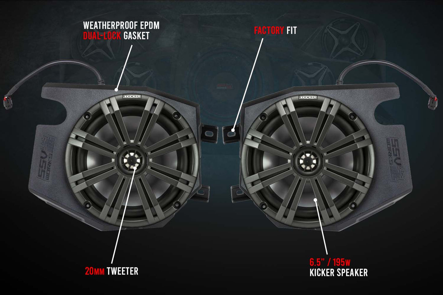 2014-2022 Polaris RZR Front Kick 6.5" Speaker Pods