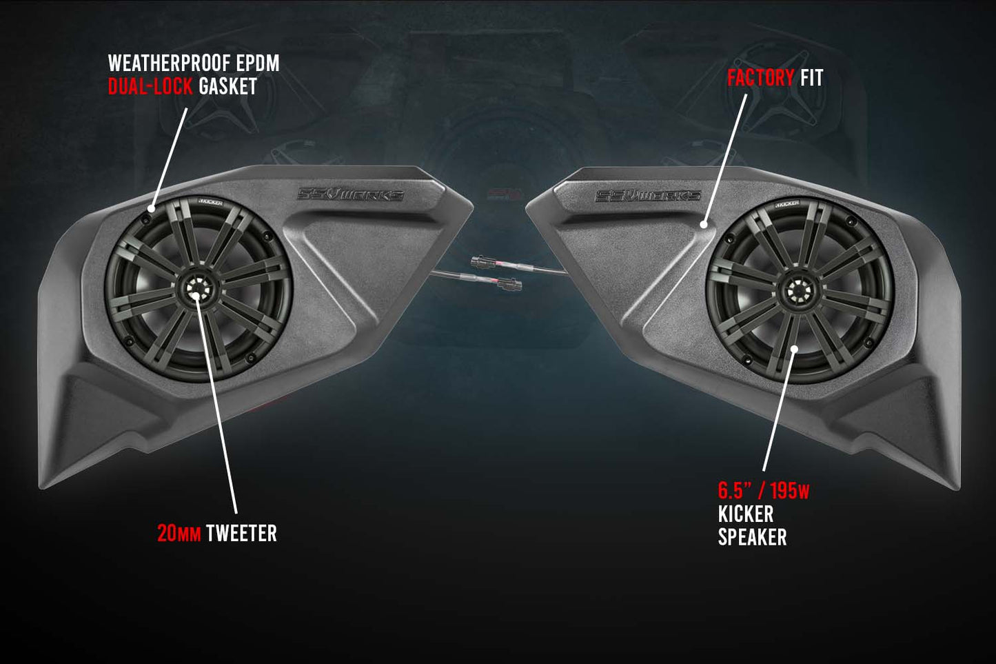 2020-2023 Polaris RZR Pro Rear-Door 6.5in Add-On Speaker-Pods