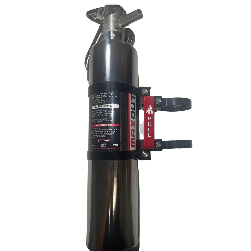 Fire Extinguisher Mount W/ Red H3R MaxOut 2.5LB Fire Extinguisher