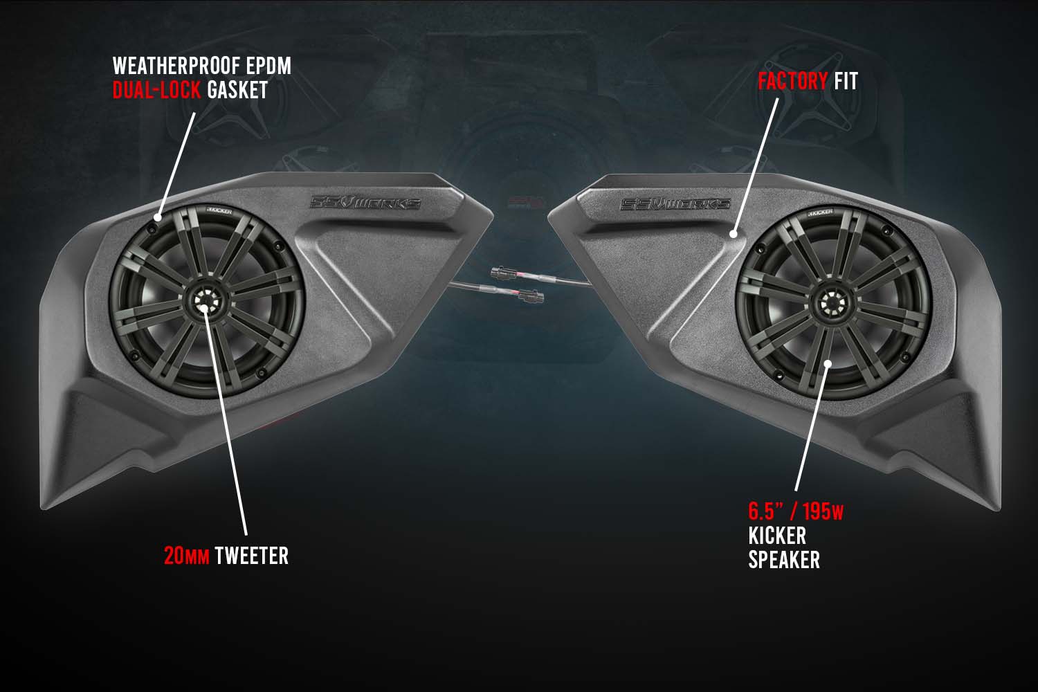 2020-2023 Polaris RZR Pro Rear-Door 6.5in Add-On Speaker-Pods