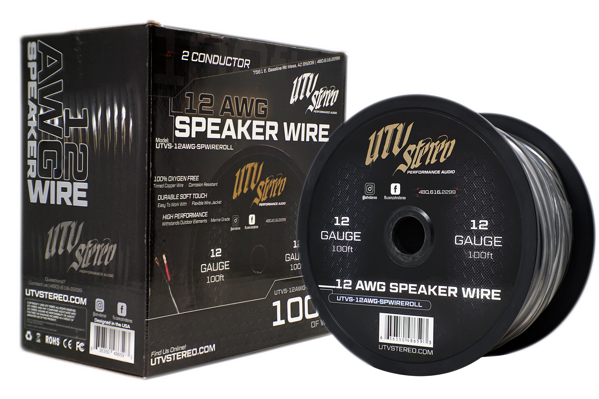UTVS 12 AWG Speaker Wire Roll - 100ft