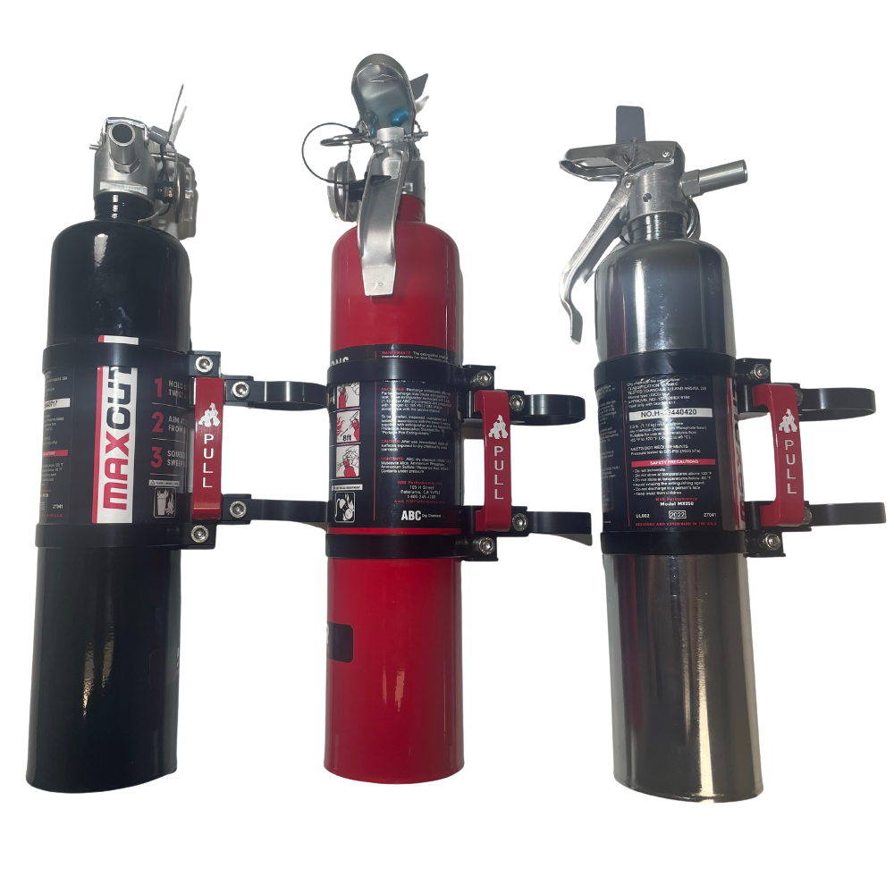 Fire Extinguisher Mount W/ Red H3R MaxOut 2.5LB Fire Extinguisher